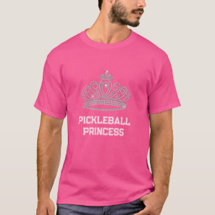 T-shirt Pickleball Princess Girly rose et blanc Paddle