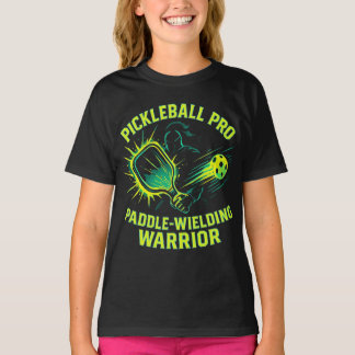 T-shirt Pickleball Pro : Guerrier Maniant une Raquette