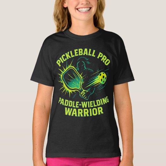 T-shirt Pickleball Pro: Paddle Wielding Warrior (Devant)