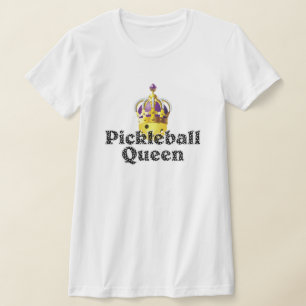 T-shirt Pickleball Queen, Balle Jaune Violet, Couronne Or
