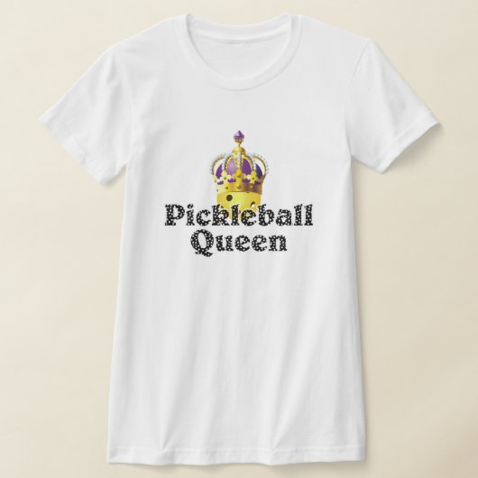 T-shirt Pickleball Queen, Balle Jaune Violet, Couronne Or (Poser)