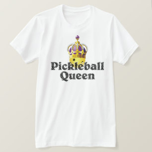 T-shirt Pickleball Queen, Balle Jaune Violet, Couronne Or