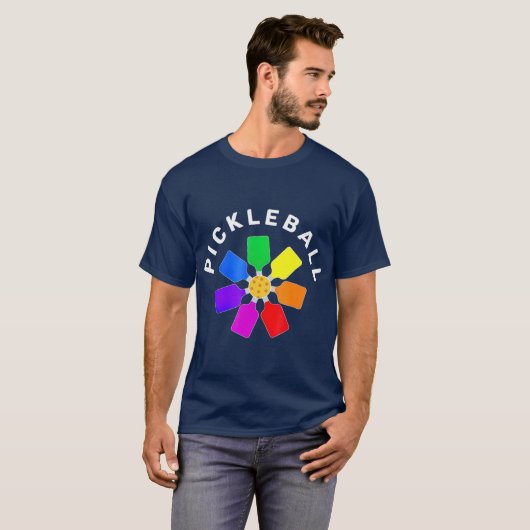 T-shirt Pickleball Rainbow Design (Devant entier)