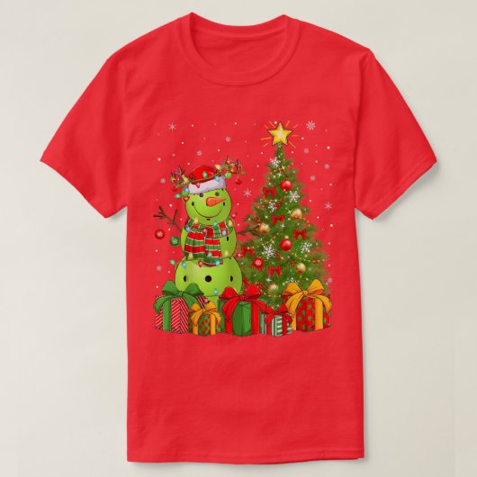 T-shirt Pickleball Snowman Xmas Tree Père Noël Pickleball (Design devant)