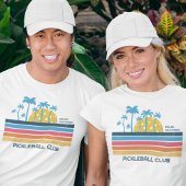 T-shirt Pickleball Sunset Cool Retro Stripes Texte personn