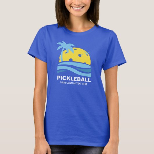 T-shirt Pickleball Tropical Palm Tree Sun Votre texte pers (Devant)