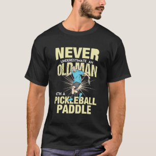 T-shirt Pickleball - vieil homme avec une palette de
