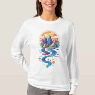 T-shirt Pics Sunlit et rivière Flower