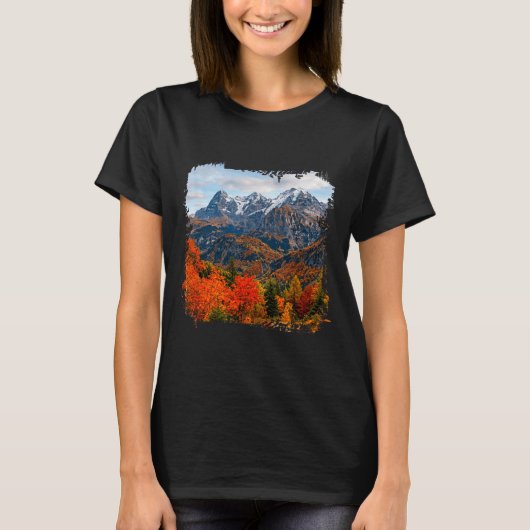 T-shirt picsques de vallée automnale alpine (Devant)