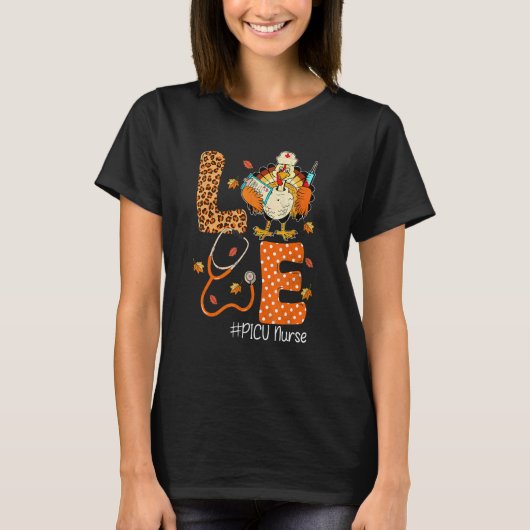 T-shirt Picu Nurse Love Thanksgiving Leopard Stethoscope T (Devant)