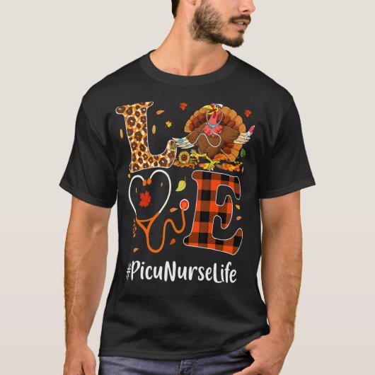 T-shirt Picu Nurse Love Thanksgiving Leopard Stethoscope T (Devant)
