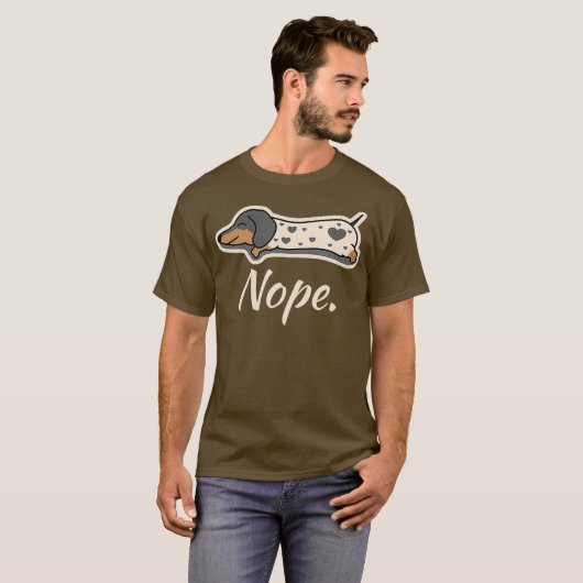 T-shirt Piebald Dachshund Chien Lazy Nope Dachsie Wiener (Devant entier)