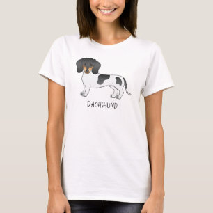 T-shirt Piebald Noir Et Tan Cheveux Courte Dachshund Et Te