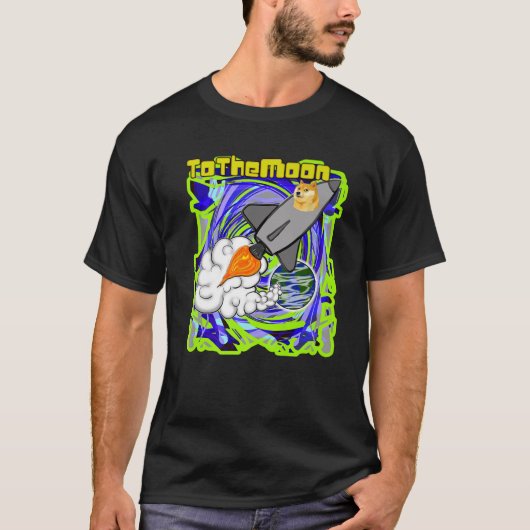 T-shirt Pièce De Chien À La Fusée De Lune (Devant)