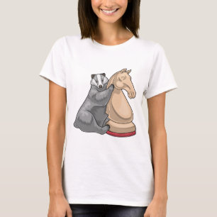 T-shirt pièce de jeu d'échecs Blaireau Cavalier Échecs