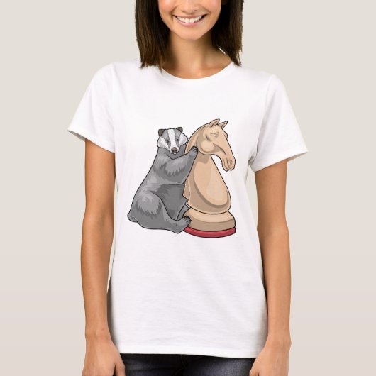 T-shirt pièce de jeu d'échecs Blaireau Cavalier Échecs (Devant)