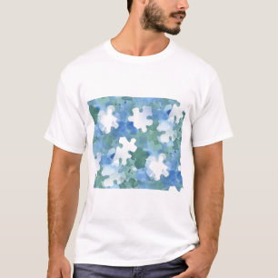 T-shirt Pièce de puzzle peint en bleu et vert