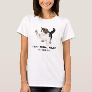 T-SHIRT PIÈCE EN T ANIMALE DE CHATON D'ABUS DE COMBAT