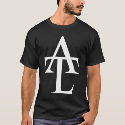 T-shirt Pièce en t blanche de noir de logo d'ATL (Devant)