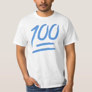 T-shirt pièce en t bleu-clair du monde de "100" Emoji