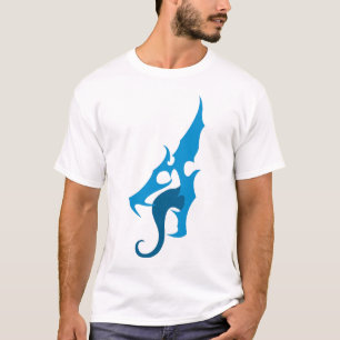 T-shirt Pièce en t bleue de logo de dragon