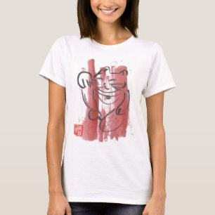 T-shirt Pièce en t chanceuse rose de bébé de chat