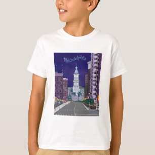 T-shirt Pièce en t de base d'enfants allumés de ville