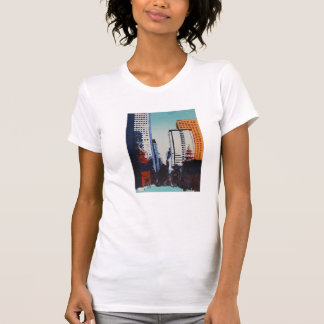 T-shirt Pièce en t de beaux-arts avec le paysage urbain de