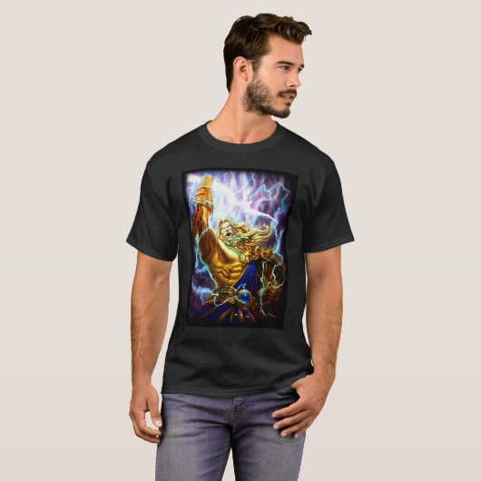 T-shirt Pièce en t de graphique de guerrier de Zeus (Devant entier)