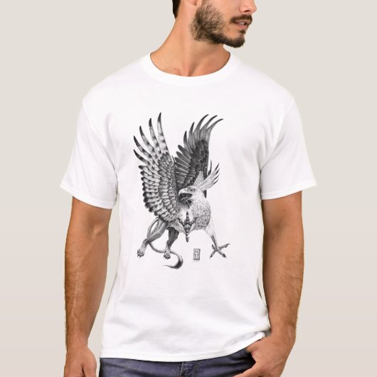 T-shirt Pièce en t de griffon de bouton blanc (Devant)