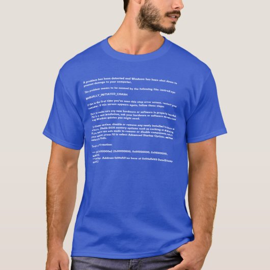 T-shirt Pièce en t de mort de Windows "écran bleu" (Devant)