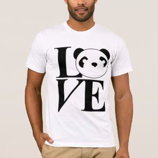 T-shirt Pièce en t de pandas d'amour dans le noir