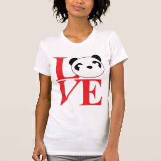 T-shirt Pièce en t de pandas d'amour en rouge