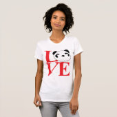 T-shirt Pièce en t de pandas d'amour en rouge (Devant entier)