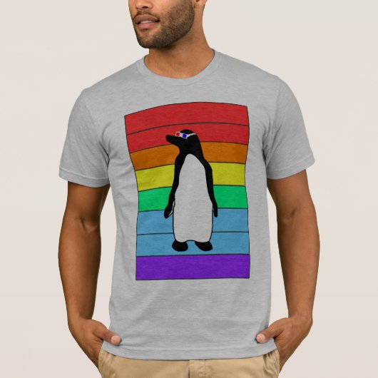 T-shirt pièce en t de pingouin de l'arc-en-ciel 3D (Devant)