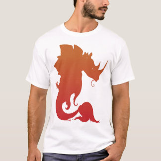 T-shirt Pièce en t de Rhinocéros-Stego-Poisson (le feu)