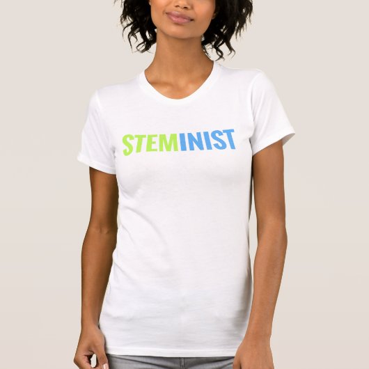 T-shirt Pièce en t de STEMinist (chaux/texte bleu) (Devant)