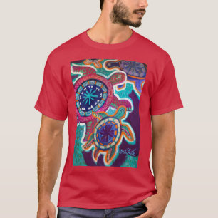 T-shirt Pièce en t de tortue avec l'art indigène origina