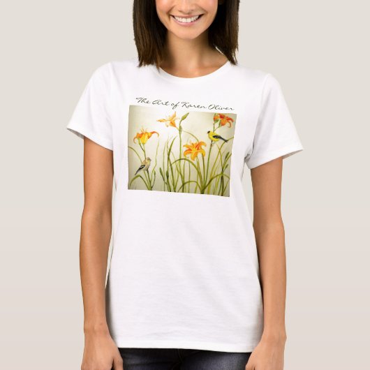 T-shirt Pièce en t d'impression de chardonneret, l'art de (Devant)