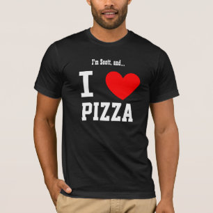 T-shirt Pièce en t drôle de pizza d'amour d'I avec le no