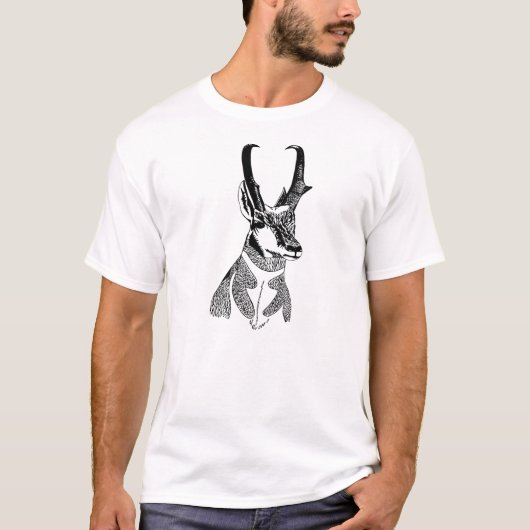 T-shirt Pièce en t en bois d'antilope d'insigne (Devant)