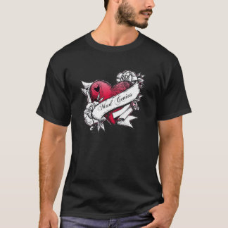 T-shirt Pièce en t folle de coeur de tatouage de génie