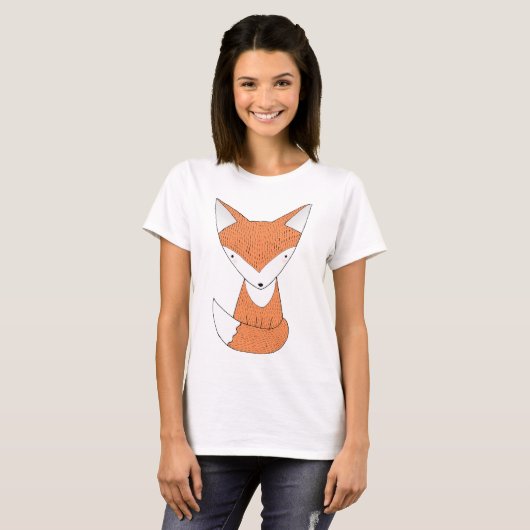 T-shirt Pièce en t graphique animale rouge mignonne de Fox (Devant entier)
