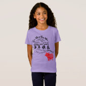 T-Shirt Pièce en t heureuse de fille de Papercut de rouge (Devant entier)