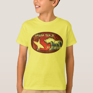 T-shirt Pièce en t jaune d'art de surfer de garçons de l