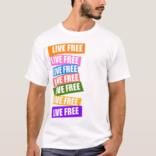 T-shirt Pièce en t libre vivante d'arc-en-ciel (Devant)