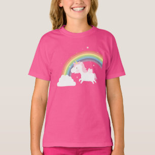 T-shirt Pièce en t mignonne de filles d'arc-en-ciel de