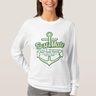 T-shirt Pièce en t nautique personnalisée d'Ancre de