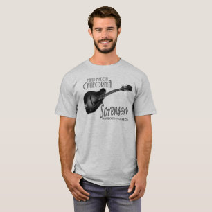 T-shirt Pièce en t noire et blanche de mandoline de