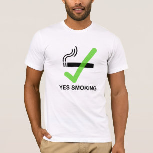 T-shirt Pièce en t non-fumeurs OUI de TABAGISME V2 - blan